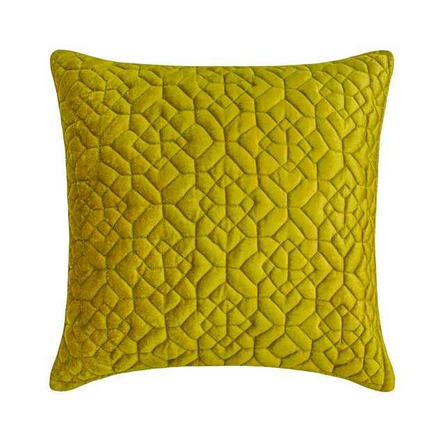 Decorative Green 16"x16" (40x40 cm) Throw Pillow Covers, Velvet Quilted Throw Pillows For Sofa, Geometric Pattern Modern Style - Chartreuse Liqueur