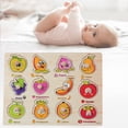thumbnail image 2 of Jindong Kids Wooden Peg Puzzles Set with Alphabet Numbers Fruits Animals and Vehicles, 2 of 9