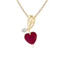 thumbnail image 1 of Angara Natural Ruby Necklace - Heart-Shaped Ruby Ribbon Pendant with Diamond in 14K Yellow Gold for Women, 1 of 10