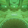 thumbnail image 1 of Ahgly Company Machine Washable Indoor Square Transitional Neon Green Area Rugs, 6' Square, 1 of 7