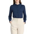 thumbnail image 1 of INSPIRE CHIC Women's Stand Collar Button Down Long Sleeve Shirts L Dark Blue, 1 of 6