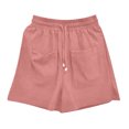 thumbnail image 4 of CEHVOM Womens Drawstring Cotton And Linen Elastic Waist Pocket Solid Shorts Pants, 4 of 4