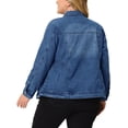 thumbnail image 3 of Agnes Orinda Plus Size Denim Jacket for Women Long Sleeve Button Down Washed Front Trucker Jean Jacket 5X Denim Blue, 3 of 6