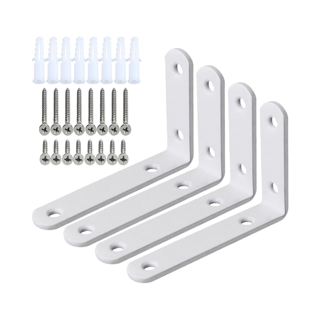 Shangren 4Pcs Corner Brace Sets Joint Angle Brackets for Laundry Room Kitchen Cabinet White