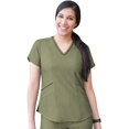 thumbnail image 1 of Adar Pro Heather Sarraus pour Femmes - Haut de Sarrau Moderne à Col en V - P7002H - Heather Olive - TTP, 1 of 7