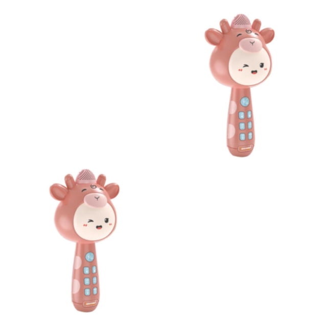 relayinert Colorful Bluetooth Speaker Handheld Microphone for Kids Girls Portable and pink local music 20.5x8.5x10.5cm 2Set