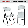 thumbnail image 2 of Joie-Ciel Folding Chair, Plastic Seat and Back, Metal Frame, White, 1-Pack, Supports up to 450 lb, 2 of 4