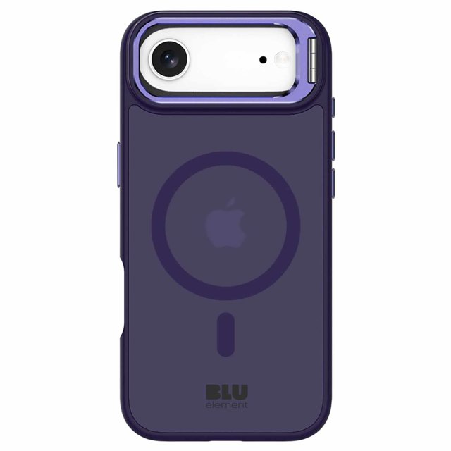 Blu Element Étui MagSafe Chromatic Kick Violet Profond pour Fall Launch 6.3 Montré par l'Arrière avec un Dos Acrylique Violet Profond semi-transparent, Cercle d'Alignement MagSafe visible, Bords au Toucher Doux Absorbant les Chocs Autour de la Découpes de l'Appareil Photo pour une protection Supplémentaire de l'Appareil Photo, Résistance aux Impacts et Ajustement Précis sur le Téléphone.