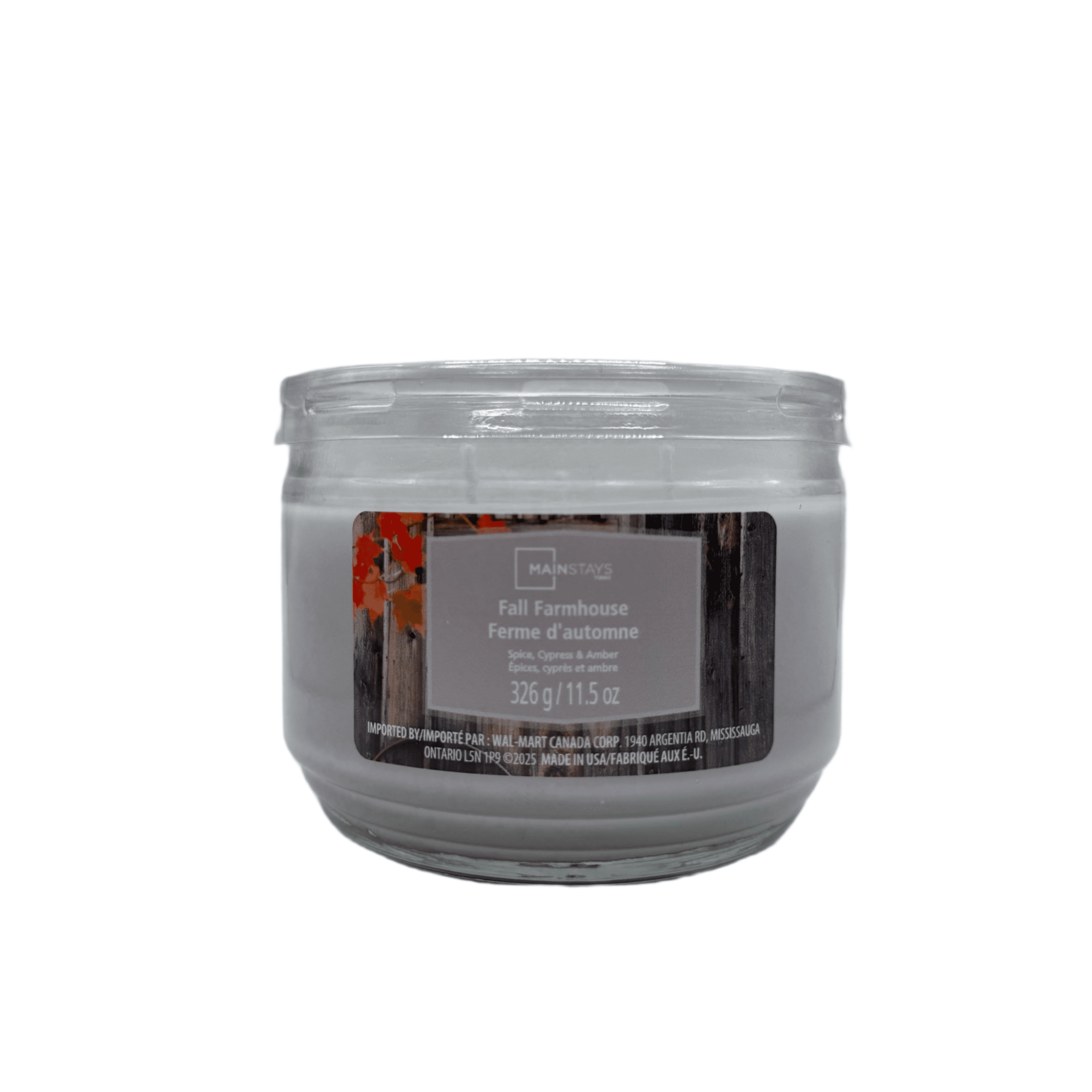 Mainstays Fall Farmhouse Scented 3-Wick Glass Jar Candle, 11.5 oz.