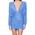 thumbnail image 2 of Pisexur Robes pour Femmes Robe de Cocktail à Col en V Profond Robe de Soirée à Paillettes de Mode Robe de Boîte de Nuit de Fête Tunique Dos Ouvert Robes de Retour à la Maison Robe Élégante pour Invitée de Mariage Robe Midi, 2 of 6