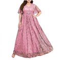 thumbnail image 2 of Ovzne Robes pour Femmes 2025 Robe d'Été Femmes Grande Taille Mode Élégante Longue Dentelle Col en V Jupe Jupe Robe Robe Robe d'Été Liquidation, 2 of 5