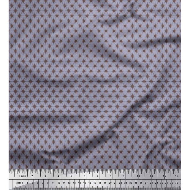 Soimoi Gray Moss Georgette Fabric Geometrical Star Geometric Print Fabric by the Yard 42 Inch Wide