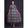 thumbnail image 2 of Bimba Check Button Down Dress Print Mandarin Collar Roll Up Sleeves Shirt Dress-X-Small, 2 of 5
