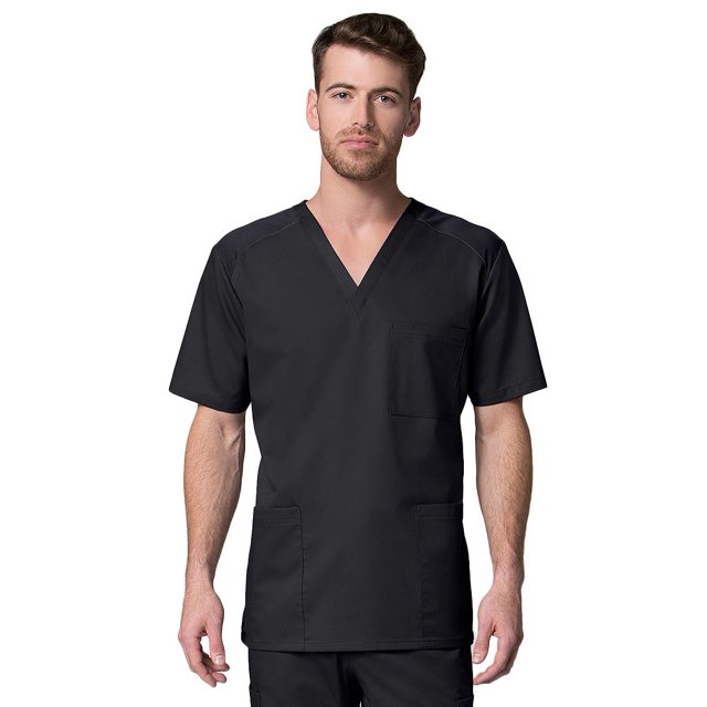 EON Men's COOLMAX® V-Neck Mesh Panel Solid Scrub Top