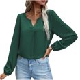 thumbnail image 1 of XZNGL Womens Long Sleeve Tops and Blouses Womens Satin Socket V-Neck Solid-Color Commute Long Sleeve Blouses Shirt Tops Womens Tops and Blouses Womens Blouses Long Sleeve, 1 of 8