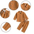 thumbnail image 2 of YTDSCS Newborn Baby Boys Cotton Linen Long-Sleeved Solid Color Shirt + Pants Spring Fall Casual 2PCS Outfits Set for 6-24 Months, 2 of 9