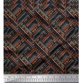 thumbnail image 1 of Soimoi Black Cotton Poplin Fabric Arrow & Triangle Geometric Printed Fabric 1 Yard 56 Inch Wide, 1 of 3