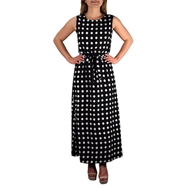 Peach Couture Robe Maxi d'Été Sans Manches à Col Bénitier avec Ceinture Nœud pour Fête
