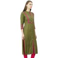 thumbnail image 3 of Phagun Kurta Tunique Droite en Rayonne pour Femmes, Kurti à devant Ouvert, Col Mandarin, Haut Indien, 3 of 8