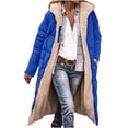 thumbnail image 1 of Manteau Long en Coton Réversible pour Femmes, d'Hiver, Décontracté, Ample, Mode, à Poches Colorées, à Fermeture Éclair, 1 of 1