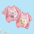 thumbnail image 2 of Jamicy T-Shirts pour Filles Mode Enfants Hauts Mignons pour Filles 2 Pcs Manches Courtes T-Shirts d'Été Mode T-Shirts Graphiques Col Rond Chandail, 2 of 3