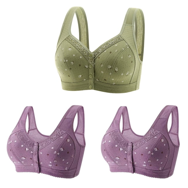 Bigersell Bras for Women Pack 3pcs Training Bra Style R-22 Breathable Pullover Bras R-22-green