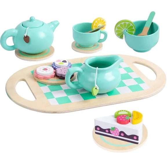Children Pretend Play Simulation Tea Set Kitchen Play Toy Wooden Role Play Game Children Party Toy for Girls Boys Imitation Game