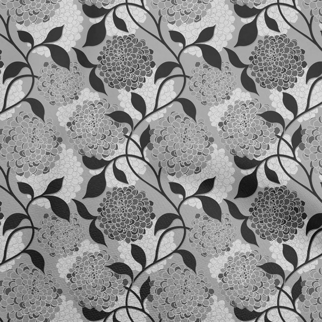 oneOone Coton Popeline Gris Tissu Floral Rétro Robe Tissu Tissu Imprimé par la Cour 56 Pouces de Large