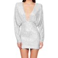 thumbnail image 2 of Pisexur Robes pour Femmes Robe de Cocktail à Col en V Profond Robe de Soirée à Paillettes de Mode Robe de Boîte de Nuit de Fête Tunique Dos Ouvert Robes de Retour à la Maison Robe Élégante pour Invitée de Mariage Robe Midi, 2 of 6