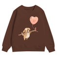 thumbnail image 4 of PMVFHDE Chandails à Col Rond Fille Automne et Hiver Saint-Valentin à la Mode et Intéressant Imprimé Chiot Chandail à Capuchon pour Enfants Brun, 3-4 Ans, 4 of 4