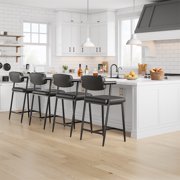 Yiwa Modern Bar Stools with Armrests, Ergonomic Backrest, Faux Leather Upholstery, and Heavy Duty Metal Frame for Home Bar