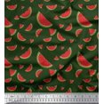 thumbnail image 1 of Soimoi Green Poly Georgette Fabric Watermelon Fruits Fabric Prints By Yard 42 Inch Wide, 1 of 3