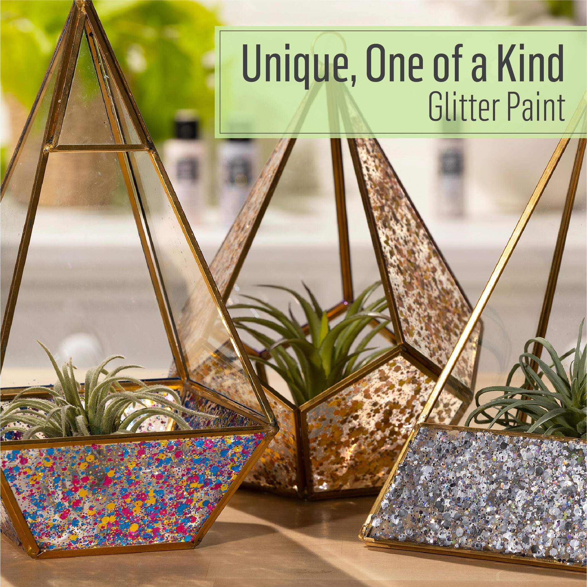 FolkArt Glitterific Peinture acrylique pour artisanat, fini pailleté, Rose néon, 2 oz liq.