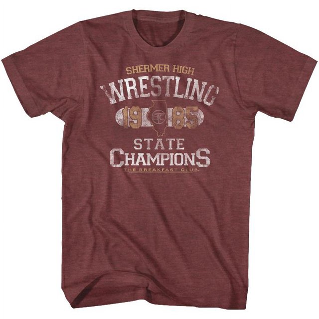 T-Shirt pour Adulte Breakfast Club State Champion Vintage Bordeaux Chiné 4TG