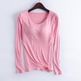 thumbnail image 1 of RKSTN Pyjama pour Femmes Mode Couleur Unie Col Ras du Cou Léger avec Soutien-Gorge Rembourré Intégré Manches Longues Tenue de Nuit Confortable Automne Mode Hiver Décontracté une Pièce Haut de Nuit, 1 of 3