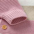 thumbnail image 2 of UAMVSH Newborn Girl Boy Striped Sweater Rompers Fall Winter Long Sleeve Button down Jumpsuits Warm Color Block Infant Outfits(12-18 Months,Pink), 2 of 5