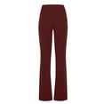 thumbnail image 4 of CFLVAEK Womens Office Flare Pants Casual Tummy Control Drawstring Waisted Slacks with Pocket Solid Color Work Straight Pant Casual Tall Lenth Business TrousersWine S, 4 of 5