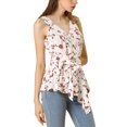 thumbnail image 4 of INSPIRE CHIC Hauts d'Été pour Femmes Sans Manches à Encolure en V Portefeuille à Taille Nouée, 4 of 7