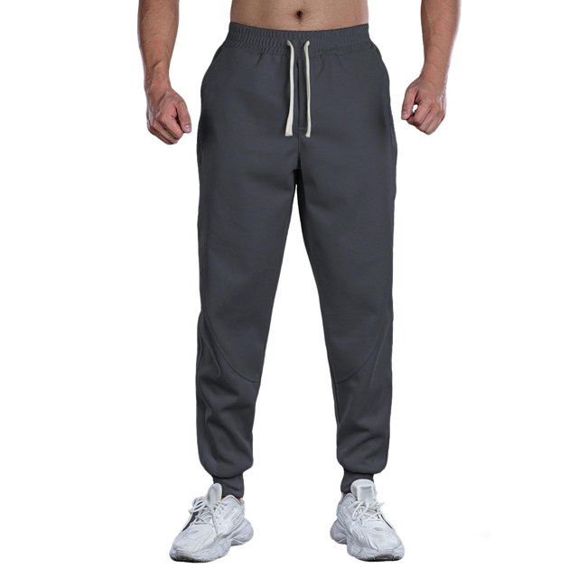 Ceisia Men Solid Color Loose Casual Pants Elastic Waist Drawstring Sports Gift Work Trousers