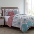 thumbnail image 4 of VCNY Home Windsor Floral Medallion Pink 5 Piece Reversible Bed Quilt Set, King, 4 of 4