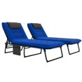 thumbnail image 1 of Outsunny 2 PCs Folding Lounge Chairs, Reclining Tanning Chairs, Blue, 1 of 10