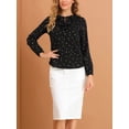 thumbnail image 5 of INSPIRE CHIC Women's Ruffle Neck Long Sleeve Polka Dots Blouse Shirts, 5 of 5