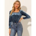 thumbnail image 3 of INSPIRE CHIC Blouse Haut à Encolure Carrée en Velours à Manches Longues pour Femme, 3 of 6