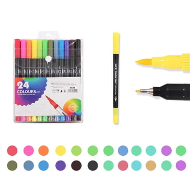 XYAIYT 24 Pack Dual Tip Marker Pen Set Suit for Kids Adults Art Projects Hand Lettering and Coloring High Capacity No Fuzz Non Bleed Ink Relaxedable Grip Suitable for Various Crafts