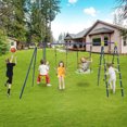 thumbnail image 4 of Gymax Swing Set for Backyard w/ 2 Height Adjustable Swings Glider Basketball Hoop Green & Blue, 4 of 10