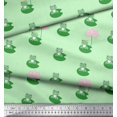 thumbnail image 2 of Soimoi Moss Georgette Fabric Lotus & Frog Kids Decor Fabric Printed Yard 42 Inch Wide, 2 of 3