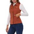 thumbnail image 4 of INSPIRE CHIC Veste Zippée pour Femme Sans Manches Anorak Gilet Utilitaire Veste avec Poches m Orange Rouge, 4 of 6