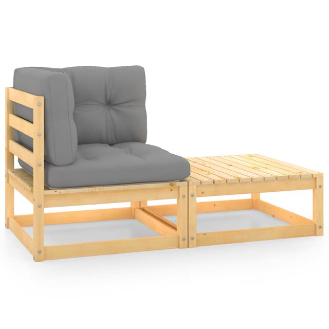 vidaXL 2 Piece Garden Lounge Set with Cushions Solid Wood Pine