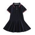 thumbnail image 1 of Robes pour Filles Manches Courtes Col en V Chemise Princesse Décontractée Robe de Demoiselle d'Honneur Marron 3-4 Ans, 1 of 3