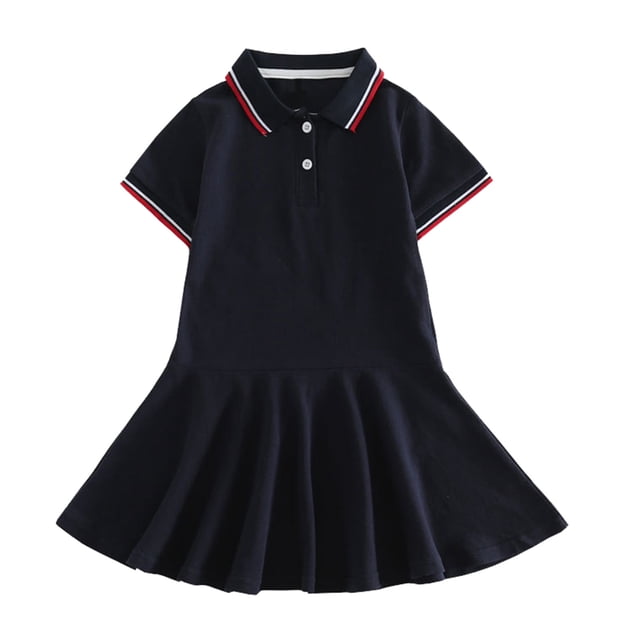 Robes pour Filles Manches Courtes Col en V Chemise Princesse Décontractée Robe de Demoiselle d'Honneur Marron 3-4 Ans